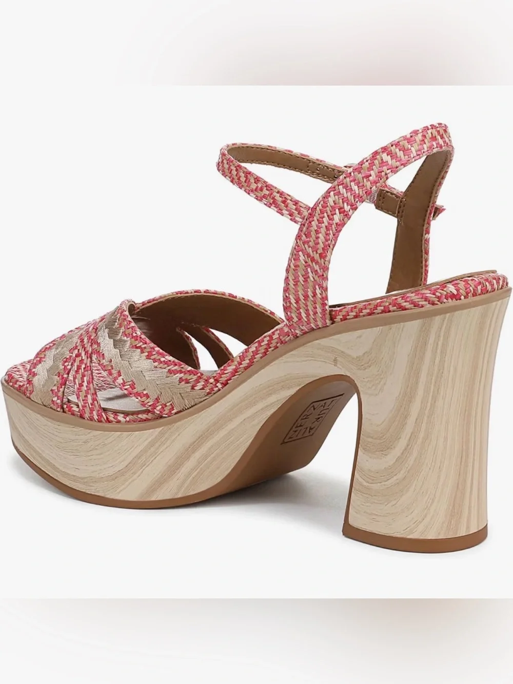 A290 Naturalizer Pink Woven Platform Sandals with Ankle Buckle NWT Size11